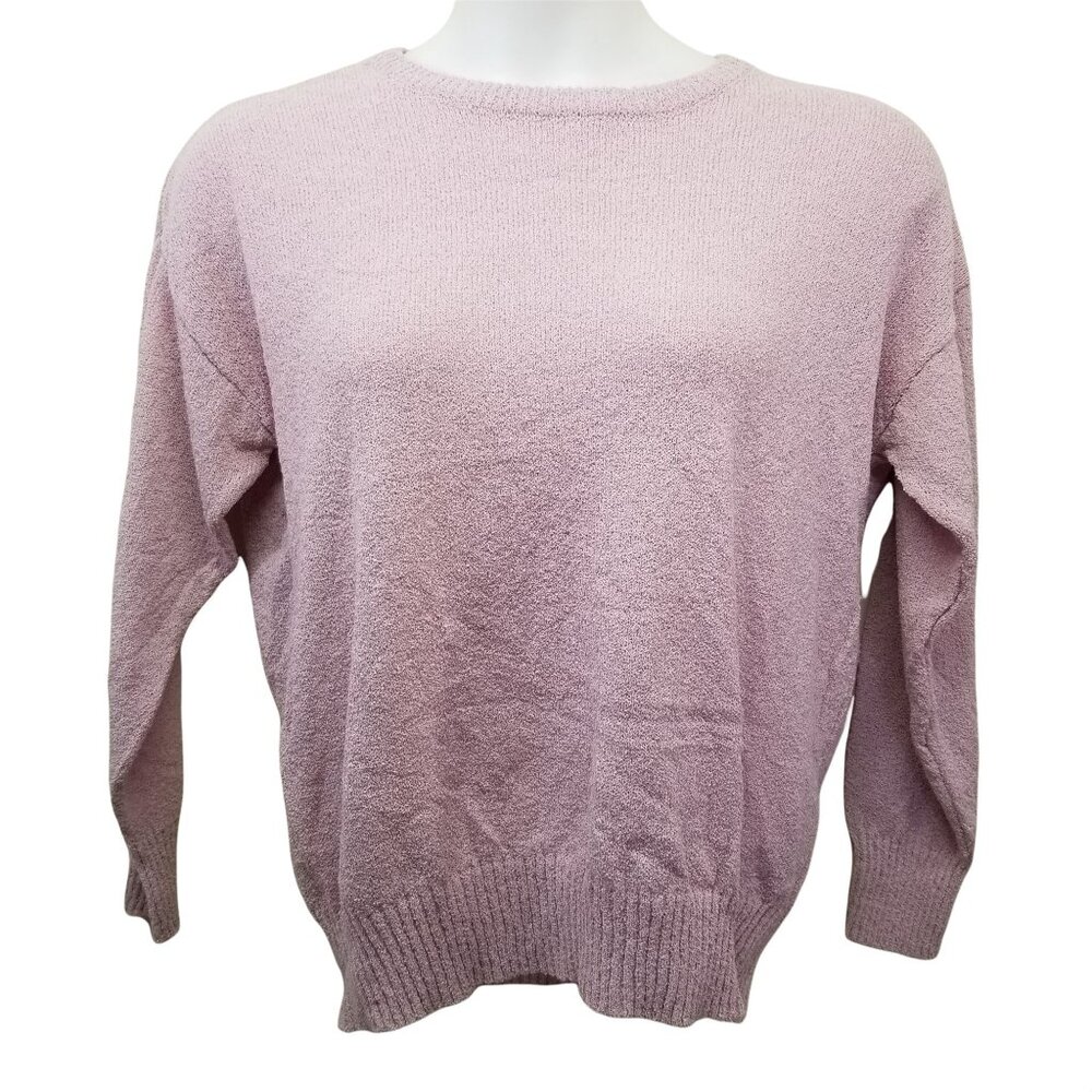 Eileen Fisher L Pink Tight Knit Long Sleeve‎ Top Pullover Sweater Cozy Comfy